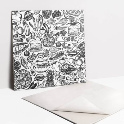 Carreaux vinyle Tulup 30×30 cm Abstraction en noir et blanc 9 pcs