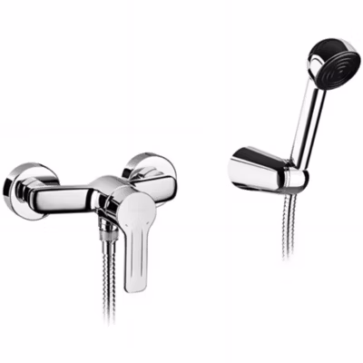 Pack mitigeur de douche mural SANINDUSA Start chromé mitigeur livré avec flexible 1,75m douchette Mixa et support mural