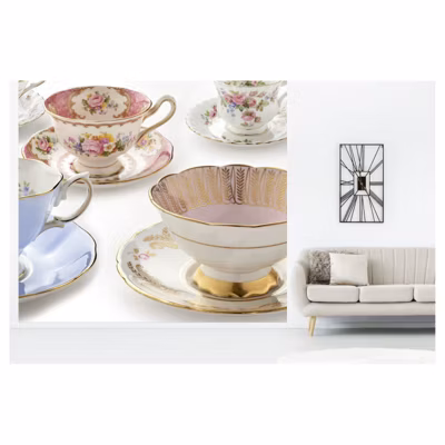 Papier peint intissé CUP OF TEA original 300 x 270 cm (LxH) – Tapisserie murale panoramique XXL, Made in France par Scenolia