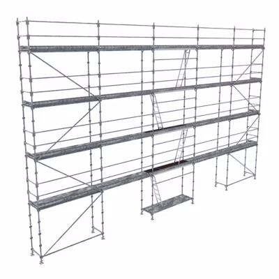Echafaudage fixe de façade 160m² – Plancher Acier – Structure Acier – Garde-corps Lisses – R200GCL-160-SPP