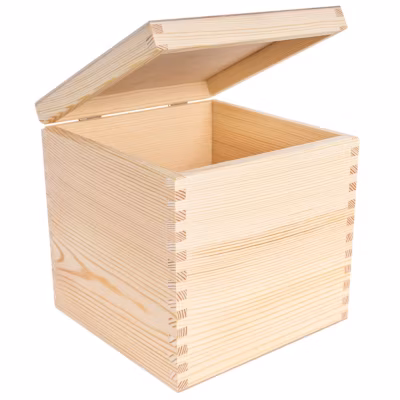 Creative Deco Boite Rangement Carré en Bois 16 x 16 x 16 cm (+/- 1 cm) – Organiseur Bureau Boîte à Bijoux, Coffre, Malle, Caisse