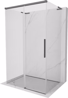 Mexen Rox-3S L cabine de douche à 3 parois coulissante 130 x 85 cm, transparent, gris métallisé brossé – 8C2L-130-085-66-00-3S