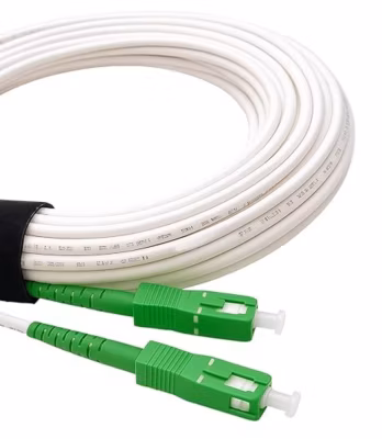 Elfcam – Câble Fibre Optique SC-APC à SC-APC – 10m (Blanc), Jarretière Renforcée 9/125um, Blindé, Compatible Livebox
