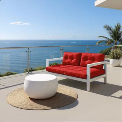 Coussins pour salon de jardin capitonné 100x50cm rouge