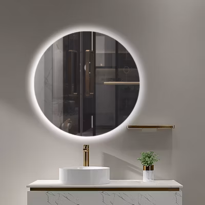 Miroir Salle de Bains Lumineux OPORTO avec LED REro-EclairE Sans Cadre diam 70 LEDIMEX