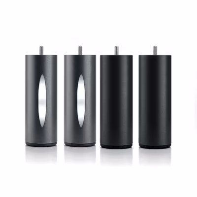 Jeu de pieds de lit cylindriques Hauteur 16 cm (2 lumineux + 2 métal Noirs)
