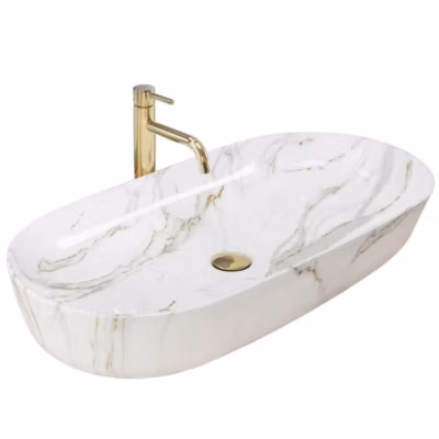Vasque À Poser Rea Cleo 81 Shiny Aiax White Oval