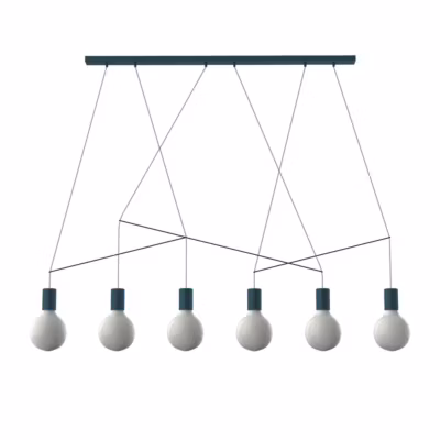 LUMICOM – KELLY Suspension, 6X E27, max 42W, métal, bleu méditerranéen, L.90cm