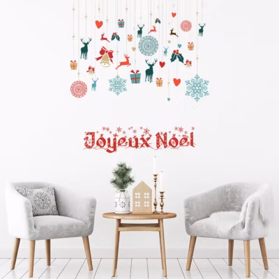 Sticker Noël décoration joyeux noël – Autocollants stickers adhésifs noël – décoration fêtes – 110x120cm