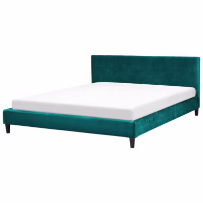 Lit avec sommier Velours FITOU 180 x 200 cm Vert foncé