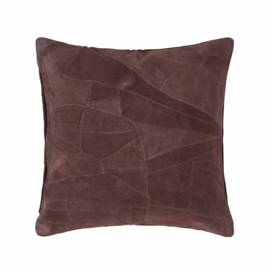 Coussin en cuir suédé recyclé chocolat 45 x 45 cm – HOMESCAPES