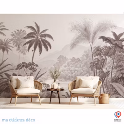Papier peint Fresque tropicale et montagne 3 – Intissé – 200 cm – 280 cm – MaCrédenceDéco