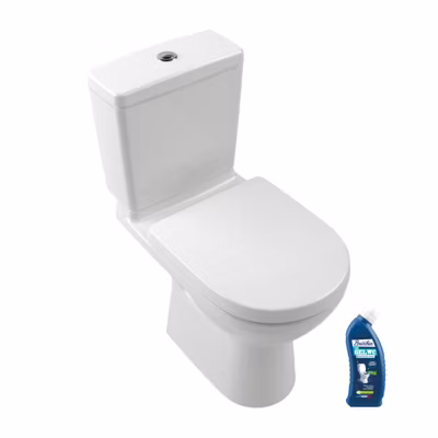 WC à poser VILLEROY ET BOCH O.novo avec abattant frein de chute déclipsable + nettoyant Briochin
