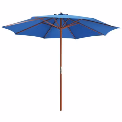Parasol – VIDAXL – 47125 – Bleu – Mât en Bois – Diamètre 300 cm