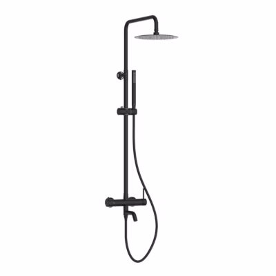 BALNEO Système de douche avec pommeau de pluie noir Acier inoxydable – Mitigeur de douche avec douchette CASCADE