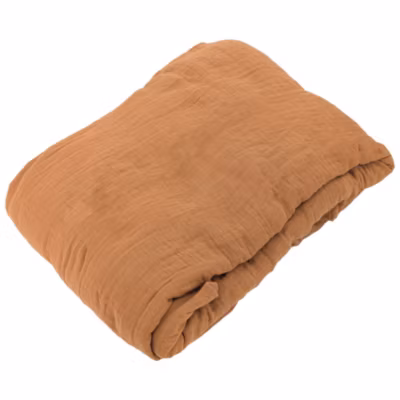 Drap housse MILOS mousseline de coton 140×200 cm bonnet 30 cm uni marron terre cuite