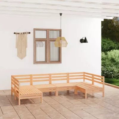 vidaXL Bois de Pin Massif Salon de Jardin 6 pcs Mobilier de Patio Meubles d&rsquo;Extérieur Mobilier de Jardin Ensemble de Meubles 30833