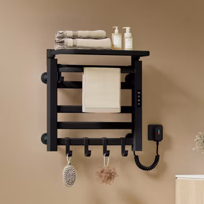 EMKE Radiateur sèche-serviettes électrique salle de bain 50 x 50 cm, température constante intelligente, noir mat