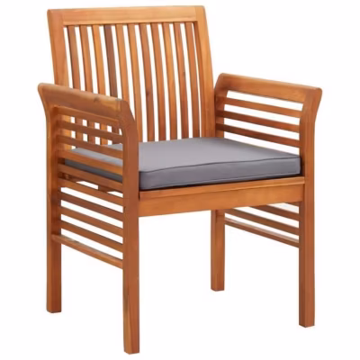 vidaXL Chaise à dîner de jardin avec coussin Bois d&rsquo;acacia massif
