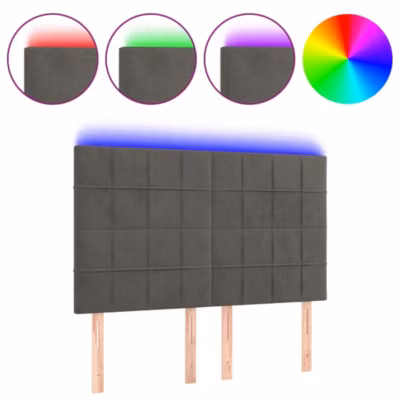 vidaXL Tête de Lit à LED Meuble de Chambre à Coucher Accessoire de Lit Double Tête de Cadre de Lit Intérieur Gris Foncé 3122473