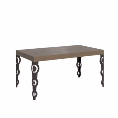 Table extensible Karamay 160/244×80 cm gris tourterelle avec pieds anthracite