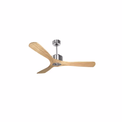 Modulo Regular Ring – Super destratificateur et ventilateur DC 132 cm Chrome pales bois clair sans Lumière  25 à 40 m²