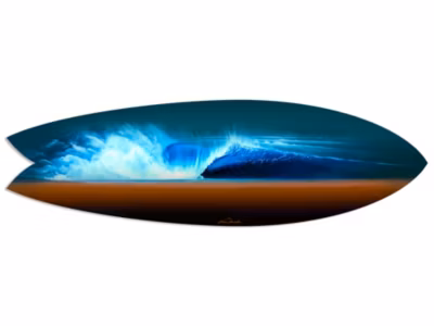 DECLINA, Décoration murale, planche de surf, déco surf, impression sur aluminium, Planche de surf décorative Pipeline, 100×30 cm