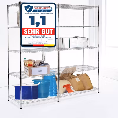 Étagère pour charge lourde Acier, Meuble de rangement Finition Chromé, 3 étagères, 60 x 35 x 90 cm, charge max 350 kg