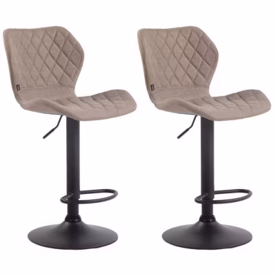 Tabouret de bar CLP Cork tissu taupe réglable pivotant 2 pcs