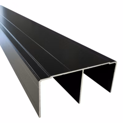 Rail haut alu pour placard coulissant – 1950mm – Laqué noir mat