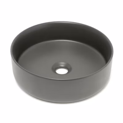 Mood vasque à poser ronde 36×36 cm sans trou de robinetterie ni trop-plein, gris foncé (SATM3636DGRM)