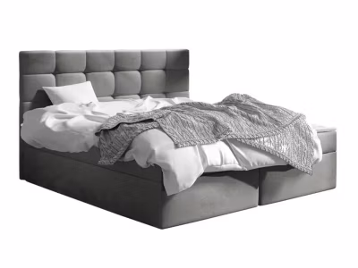 Lit continental Comfivo 196, Double, Gris, Tissu, Disponible