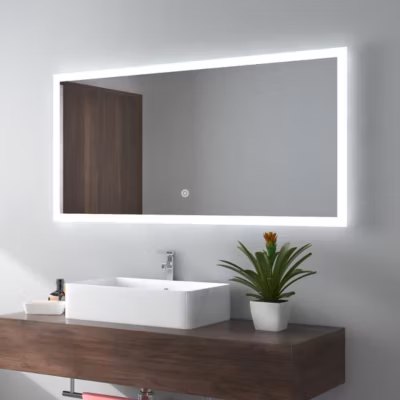 EMKE Miroir lumineux salle de bain 120x60cm, Miroir avec éclairage Miroir LED avec Interrupteur Tactile, Lumière Blanche Froide