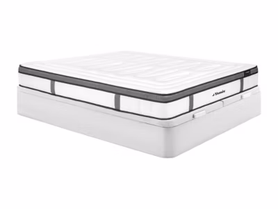 Ensemble 180 x 200 cm sommier coffre blanc + matelas hybride ressorts ensachés 7 zones et mémoire de forme ép.30cm – OLIANE de