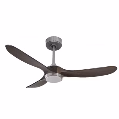 Ouray 2  de Klassfan – Ventilateur de plafond et destratificateur moteur DC Chrome avec Lumière pales bois foncé 25 à 40 m²