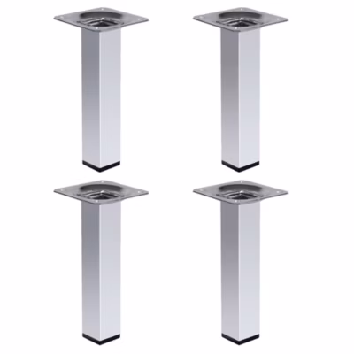 4 un. Pied carré pour meuble en acier 25x25mm hauteur 150mm chromé avec embout