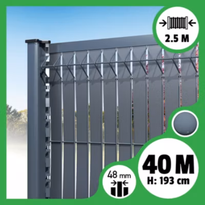 Kit 40m occultation lattes aluminium pour panneau rigide maille 55 – H 1m93 x 2m50 Gris anthracite