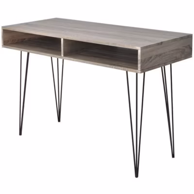 vidaXL Bureau avec 2 compartiments Gris