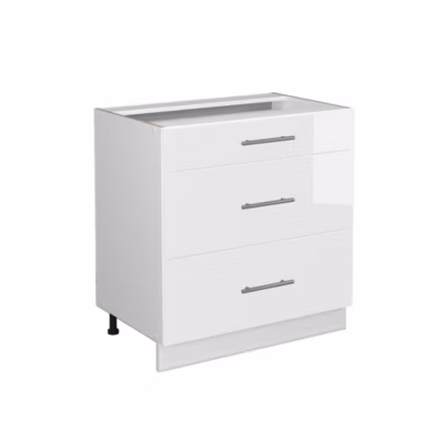 Vicco Meuble salle de bain Blanc Haute brillance 80x82cm avec 3 tiroirs, sans PT