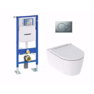Pack complet WC Geberit UP320 + Cuvette ONE TurboFlush + Plaque Chromé Mat