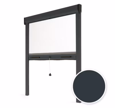 Moustiquaire de Fenêtre Enroulable – L80 x H100cm – Aluminium Gris Anthracite – Recoupable – Anti-insectes