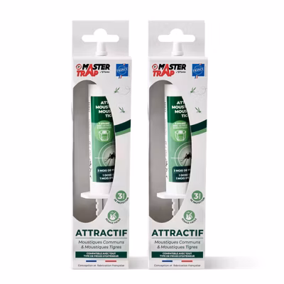 Lot de 2 recharges Anti-moustiques – MASTER TRAP – Pour pièges Extérieurs Master Trap – Durée 6 mois – format seringue, 2x30g