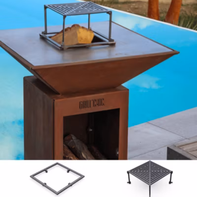Pack Decouverte Brasero Auvergnat Corten Bois Carre 62 Simple Cuve