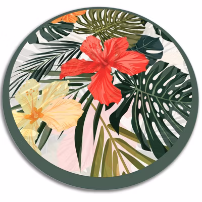 Tapis vinyle rond pour l&rsquo;entrée Tulup fi140 cm Isolant thermique Fleurs du paradis