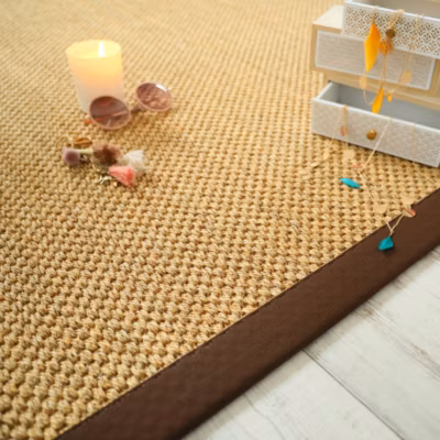 Tapis sisal – Kidara chaume – Ganse marron – 200 x 290 cm
