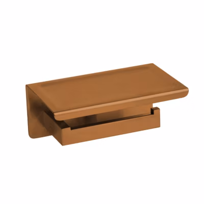 BALNEO – porte-papier toilette avec étagère en acier inox cuivré – dérouleur QARX inoxydable – support papier WC en métal