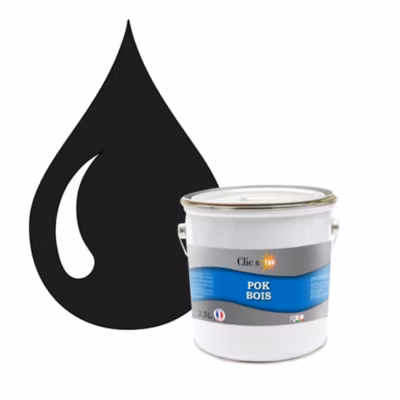 Peinture extérieure bois – Résistante aux intempéries POK BOIS – 2,5L – RAL 9017 – Noir Signalisation – Clic & Pok