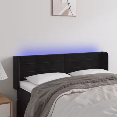 vidaXL Tête de Lit à LED Meuble de Chambre à Coucher Accessoire de Lit Double Tête de Cadre de Lit Intérieur Noir 3123426