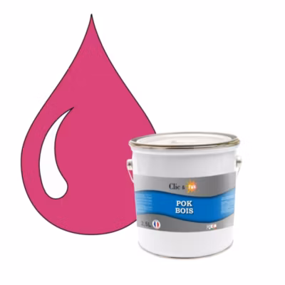 Peinture extérieure bois – Résistante aux intempéries POK BOIS – 2,5L – RAL 4010 – Télémagenta – Clic & Pok