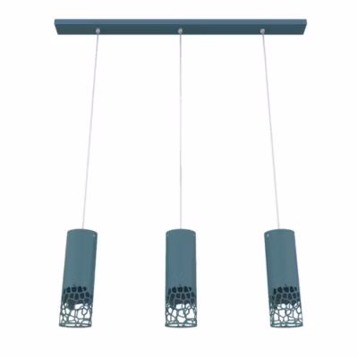 LUMICOM – ORGANIC Suspension, 3X E27, max 42W, métal, bleu méditerranèen, H30cm